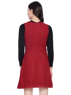 round neck checkered a-line dress - 16750831 - Standard Image - 3