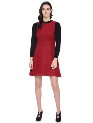 round neck checkered a-line dress - 16750831 - Standard Image - 4