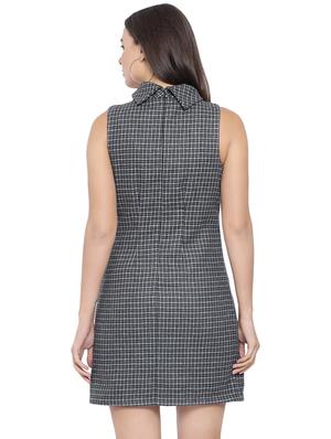 turtle neck checkered a-line dress - 16750837 - Standard Image - 3