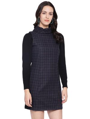 turtle neck checkered a-line dress - 16750838 - Standard Image - 2