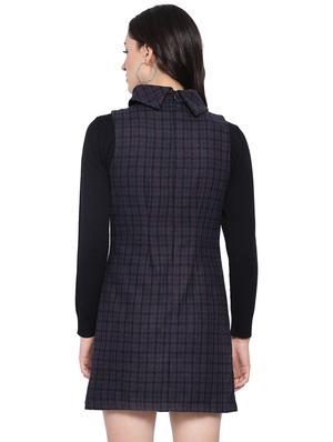 turtle neck checkered a-line dress - 16750838 - Standard Image - 3