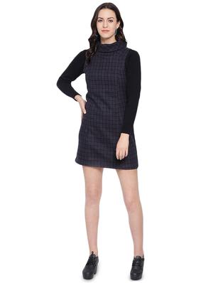 turtle neck checkered a-line dress - 16750838 - Standard Image - 4