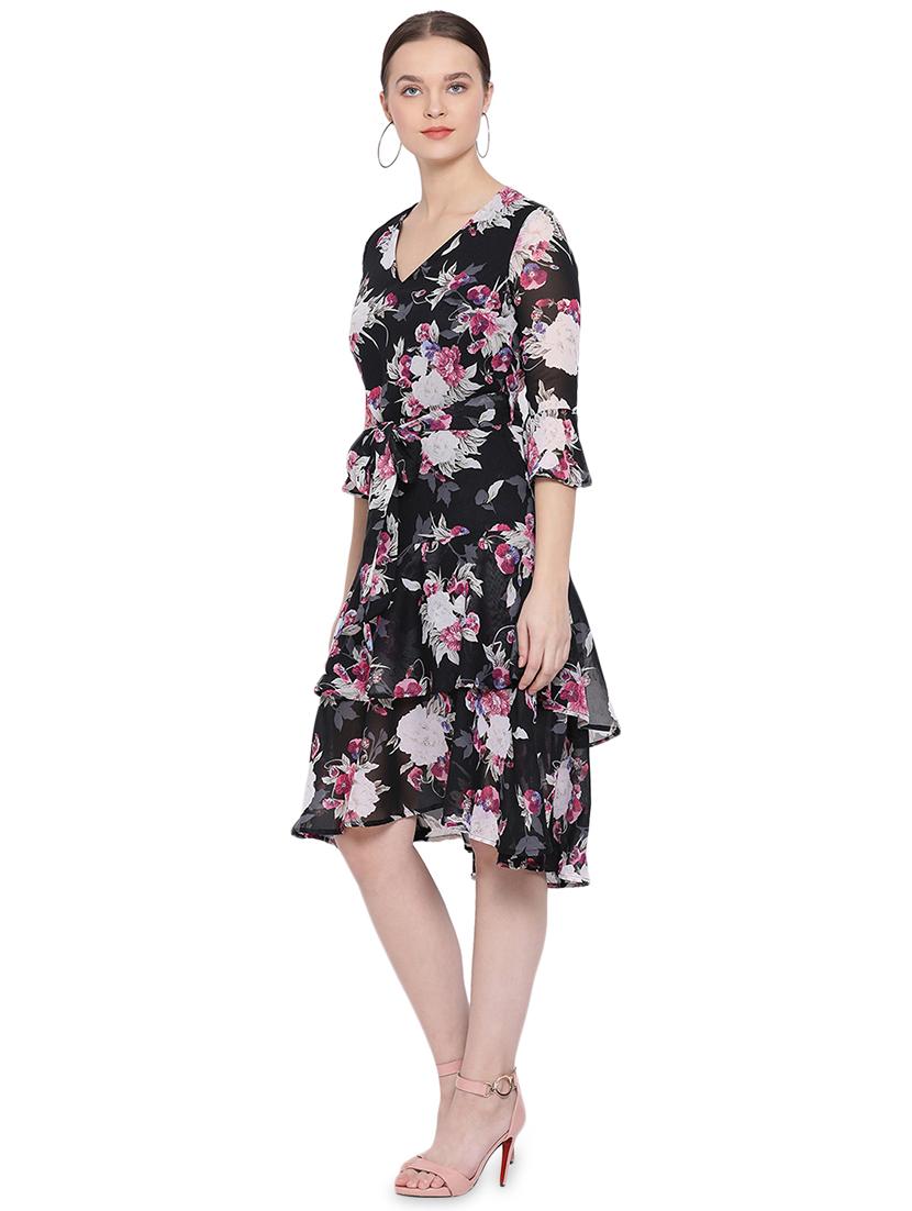 tie front floral a-line dress - 16750844 - Zoom Image - 2