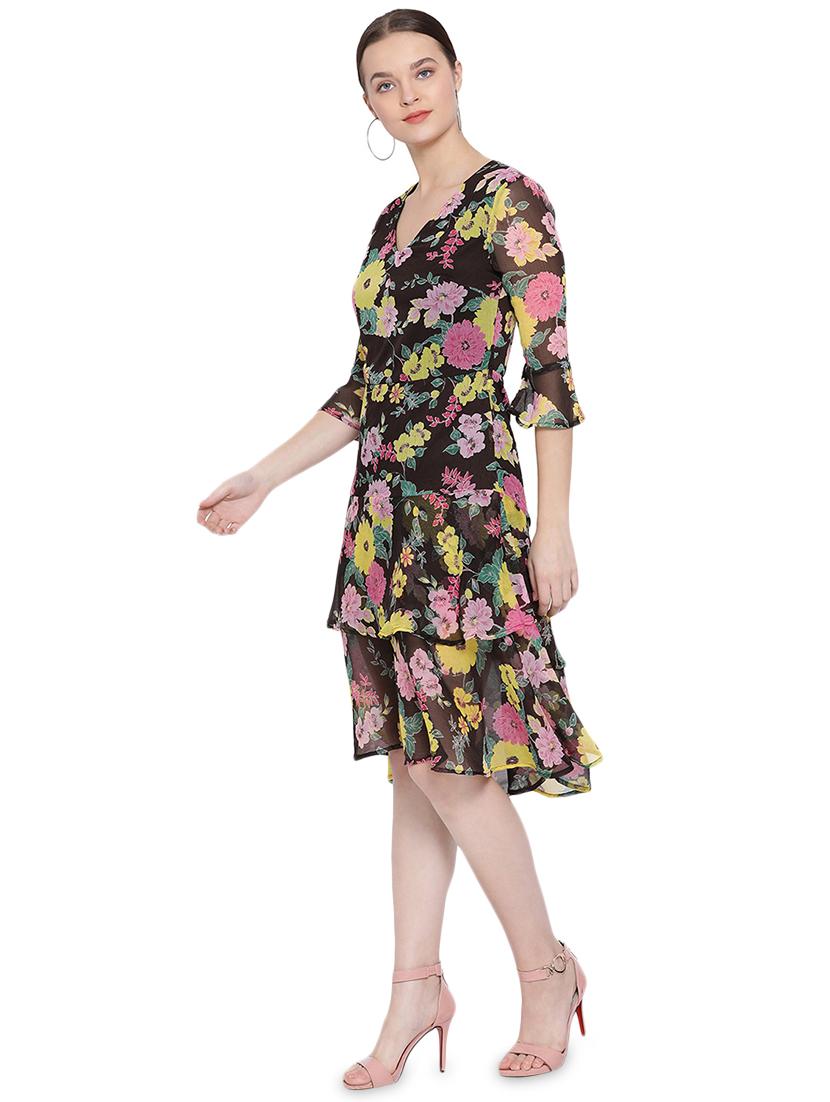 v-neck floral a-line dress - 16750846 - Zoom Image - 2