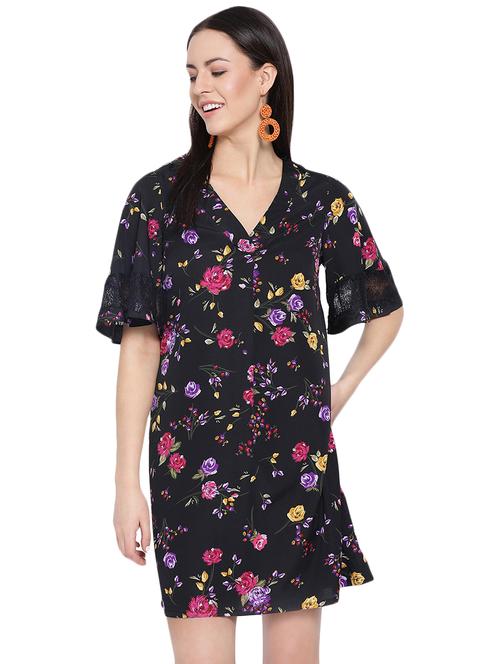 v-neck floral a-line dress - 16750847 - Standard Image - 1
