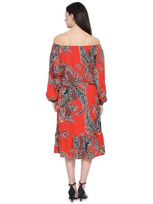 off shoulder paisley a-line dress - 16750852 - Standard Image - 3