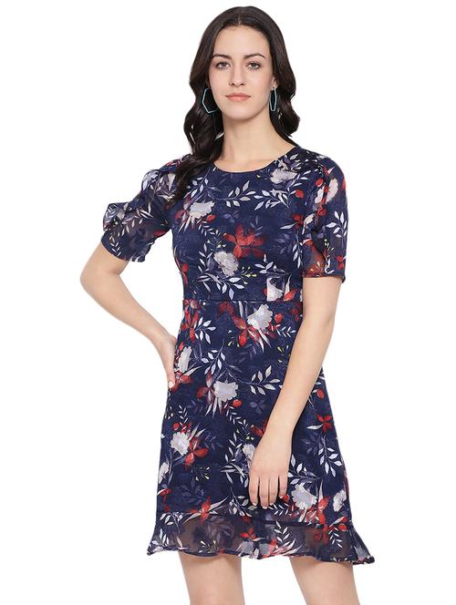 frill detail floral a-line dress - 16750854 - Standard Image - 1