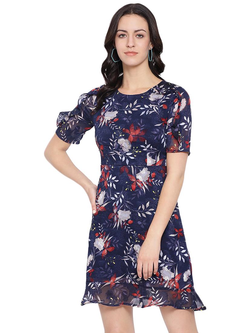 frill detail floral a-line dress - 16750854 - Zoom Image - 1