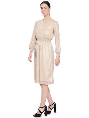 bishop sleeved solid a-line dress - 16750856 - Standard Image - 2