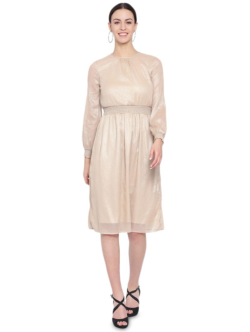 bishop sleeved solid a-line dress - 16750856 - Zoom Image - 1