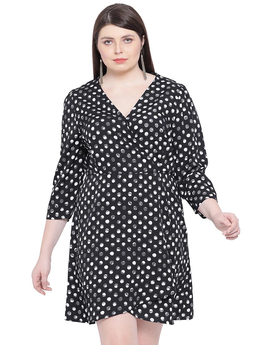 v-neck polka dot a-line dress - 16750857 - Zoom Image - 1