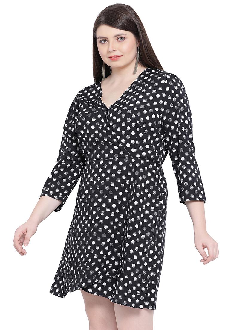 v-neck polka dot a-line dress - 16750857 - Zoom Image - 2