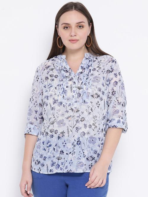 mandarin neck floral top - 16750861 - Standard Image - 1