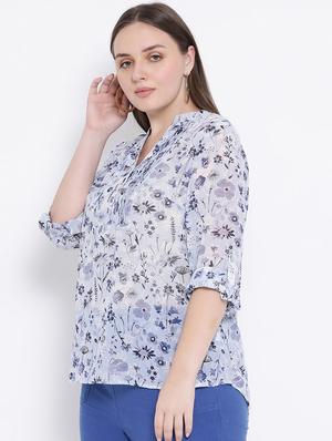mandarin neck floral top - 16750861 - Standard Image - 2