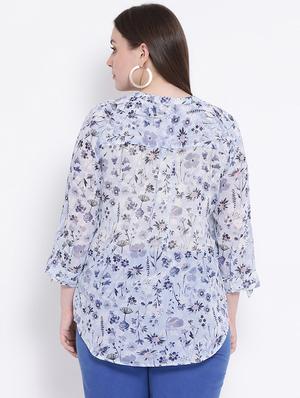 mandarin neck floral top - 16750861 - Standard Image - 3