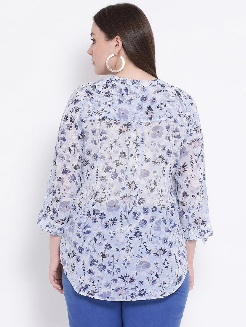 mandarin neck floral top - 16750861 - Zoom Image - 3