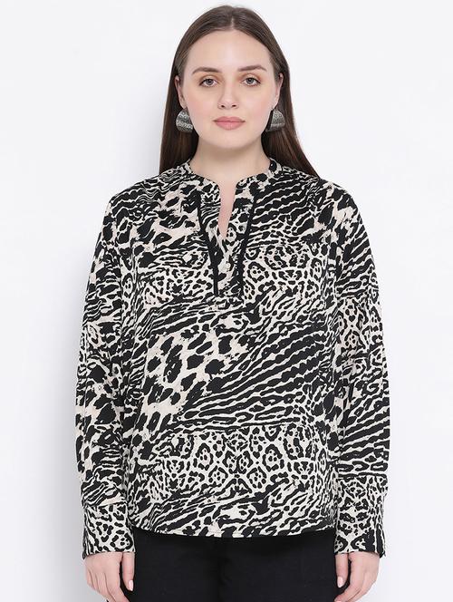 mandarin neck animal top - 16750871 - Standard Image - 1