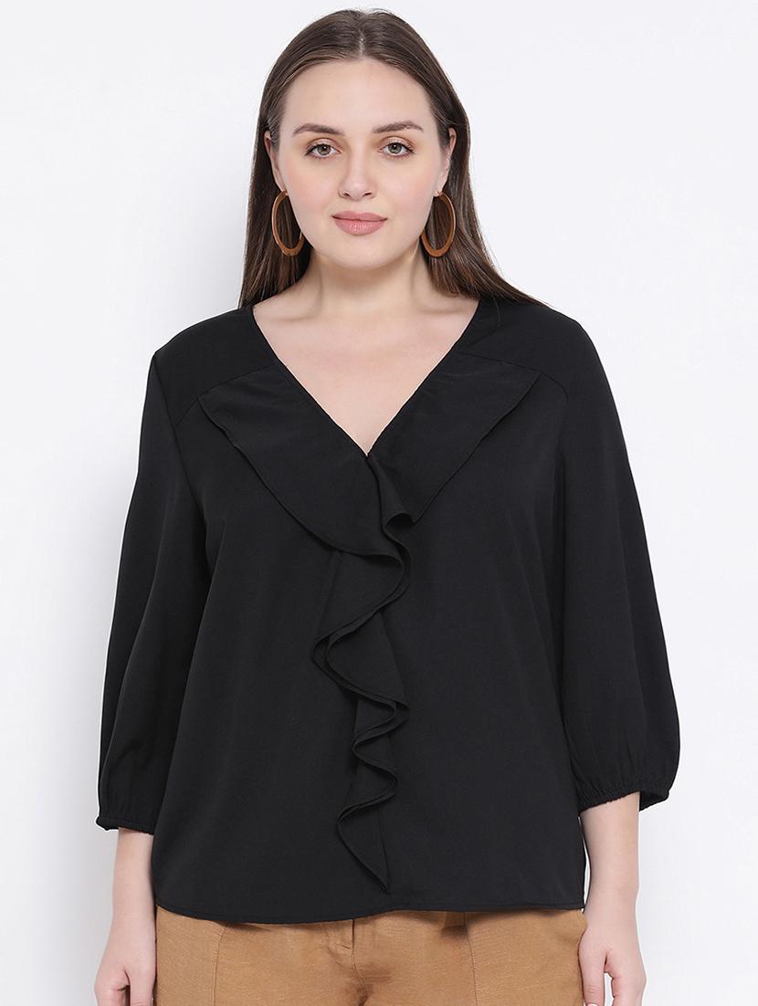 v-neck ruffle detail top - 16750872 - Zoom Image - 1