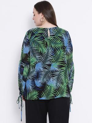 round neck tropical top - 16750877 - Standard Image - 3