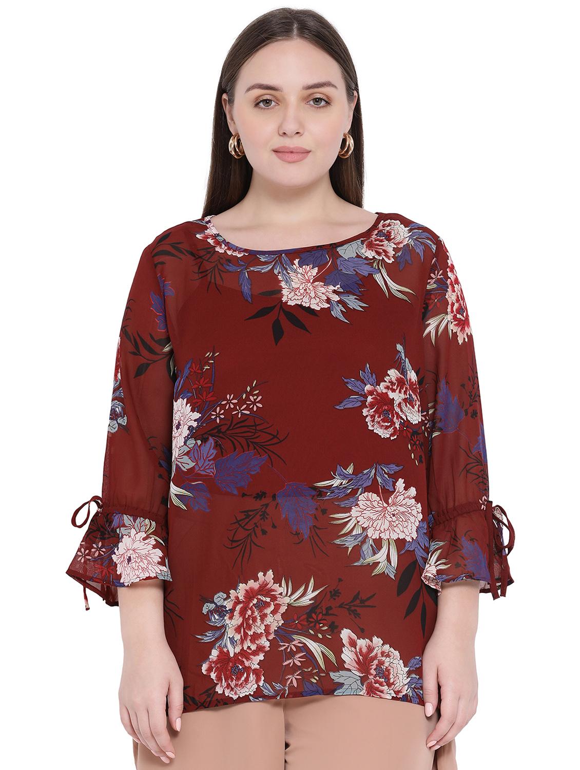 bell sleeved floral top - 16750882 - Zoom Image - 1