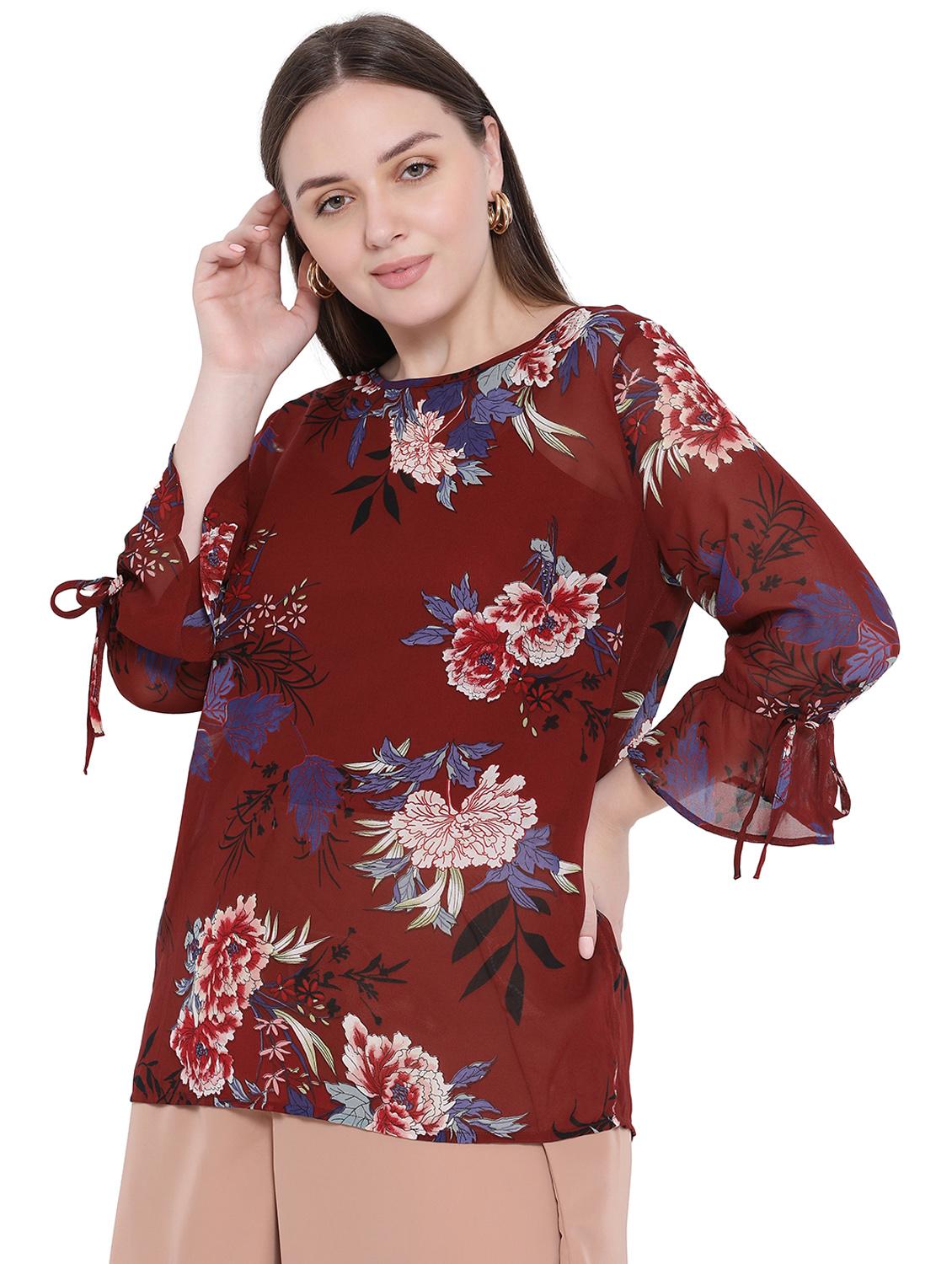 bell sleeved floral top - 16750882 - Zoom Image - 2