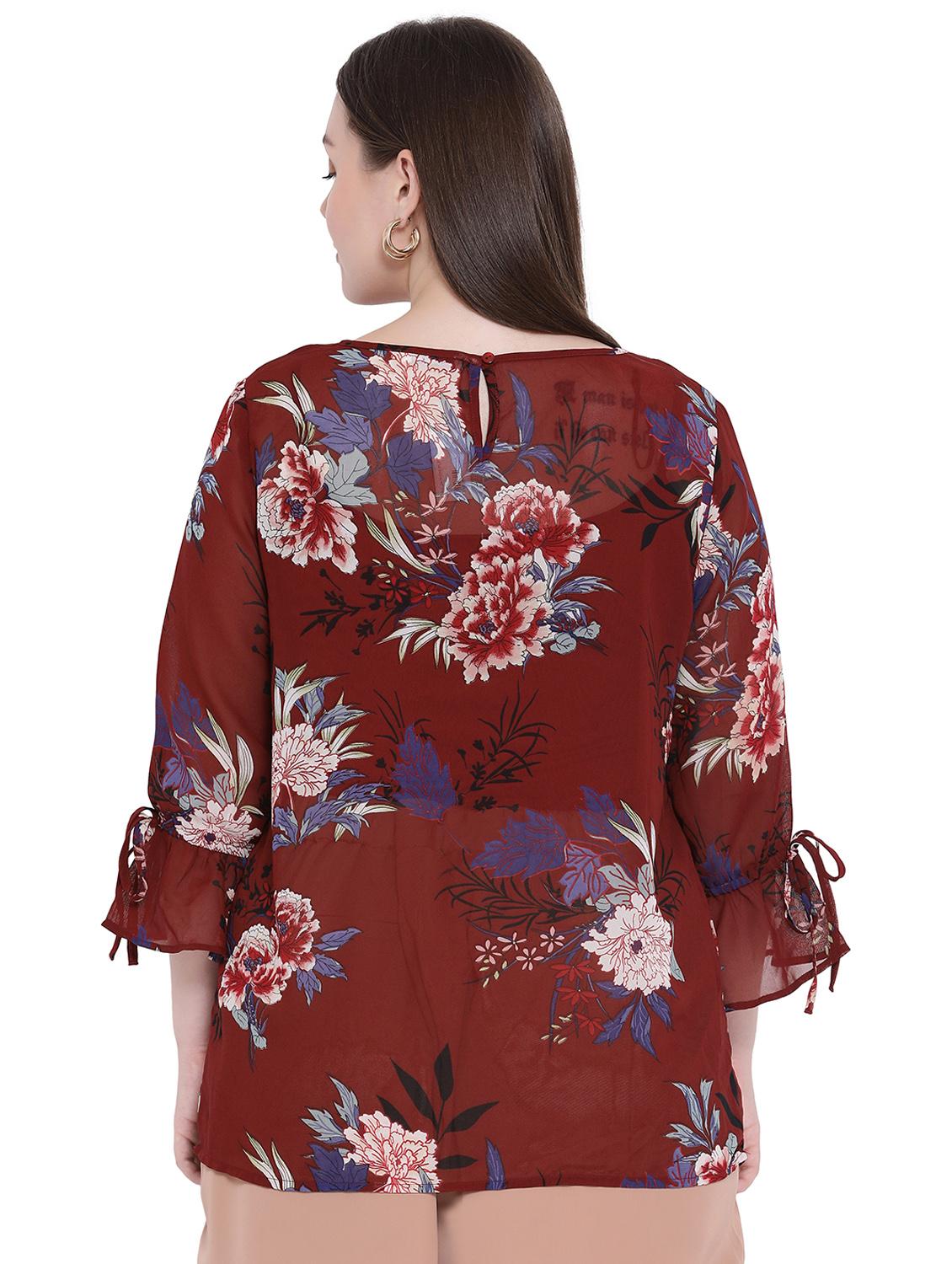 bell sleeved floral top - 16750882 - Zoom Image - 3