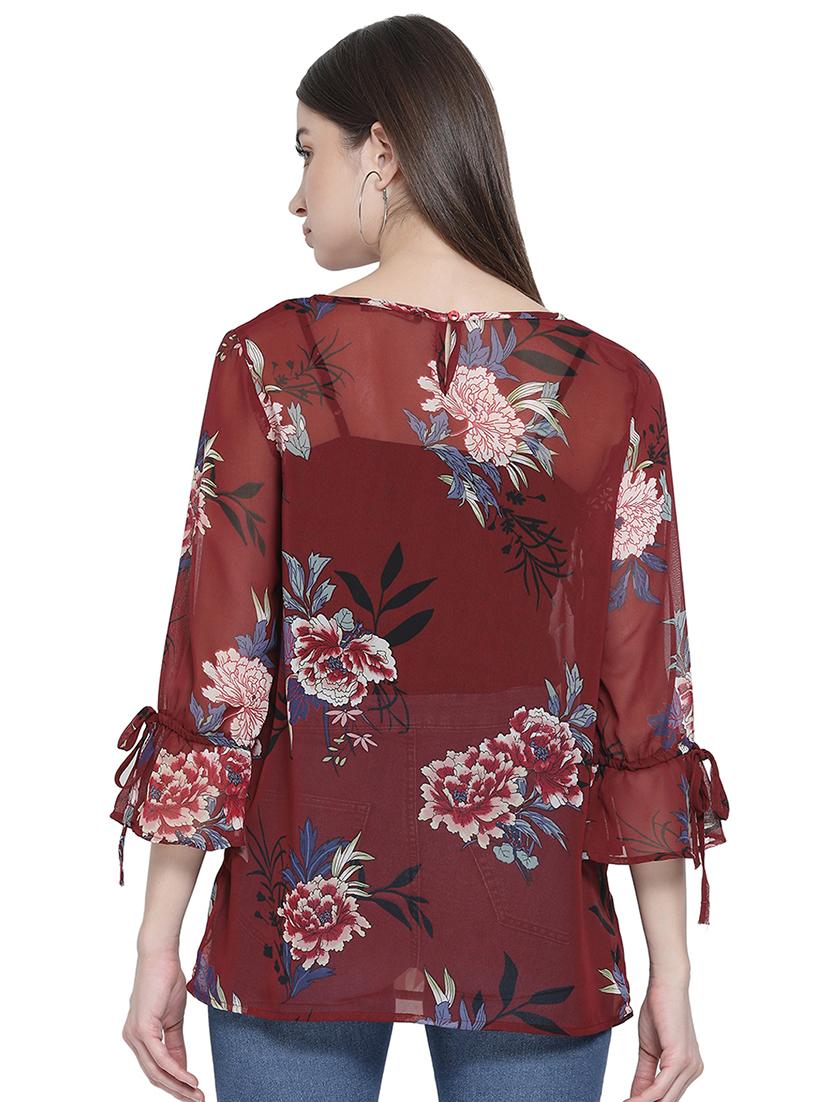 bell sleeved floral top - 16750884 - Zoom Image - 3