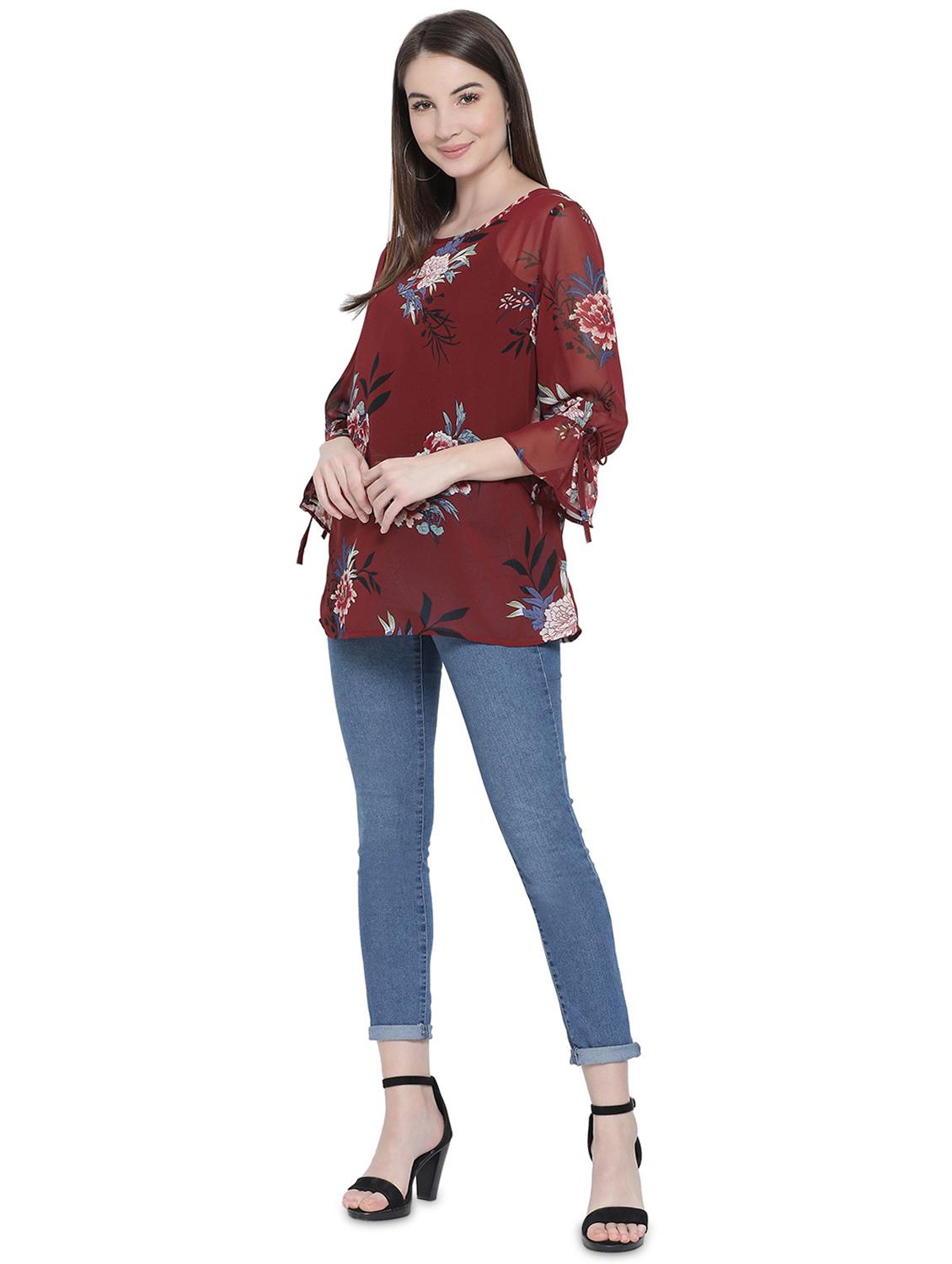 bell sleeved floral top - 16750884 - Zoom Image - 4