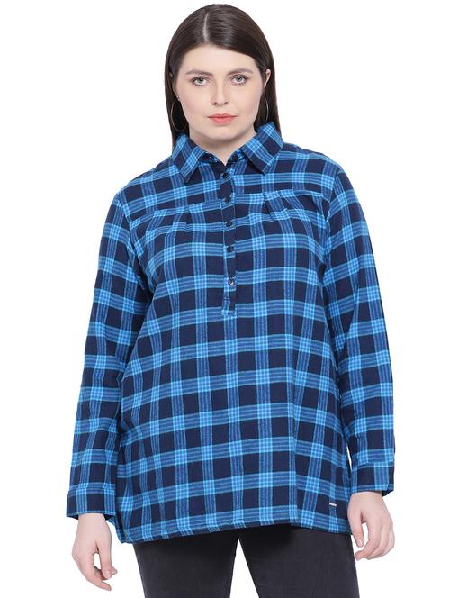 long sleeved checkered top - 16750885 - Standard Image - 1