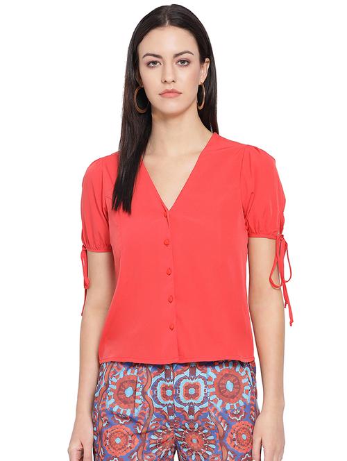 tie knot sleeved solid top - 16750887 - Standard Image - 1