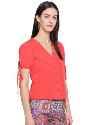 tie knot sleeved solid top - 16750887 - Standard Image - 2