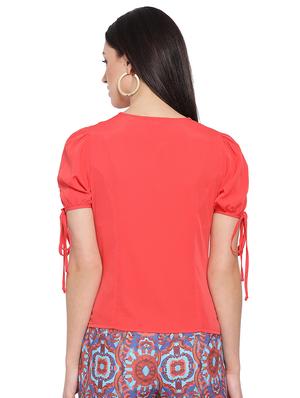 tie knot sleeved solid top - 16750887 - Standard Image - 3