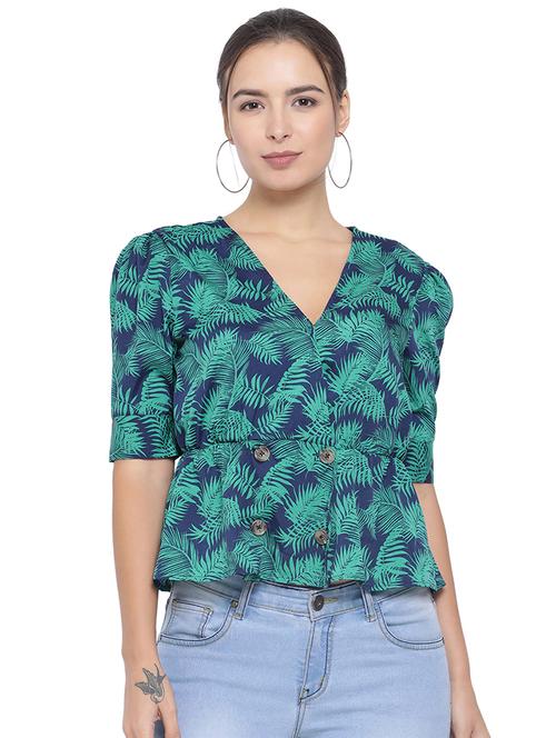 v-neck tropical top - 16750890 - Standard Image - 1