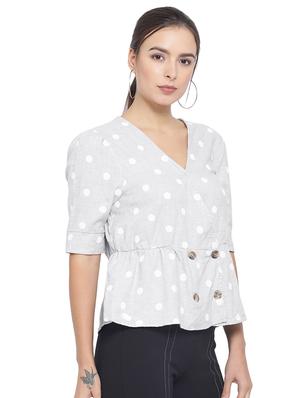 v-neck polka dot top - 16750891 - Standard Image - 2