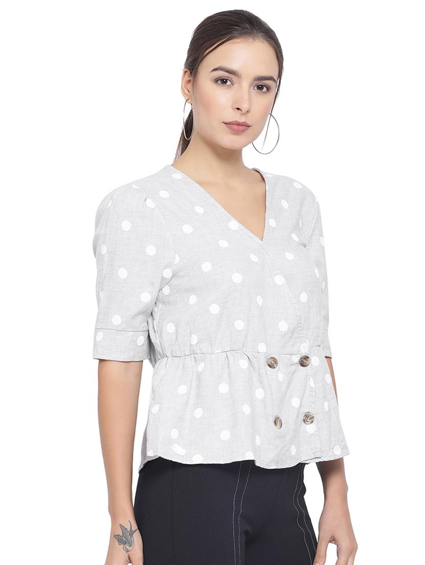 v-neck polka dot top - 16750891 - Zoom Image - 2