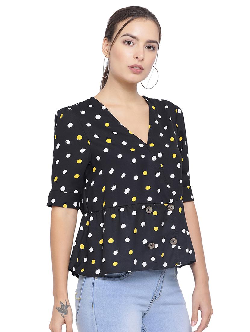 v-neck polka dot top - 16750892 - Zoom Image - 2