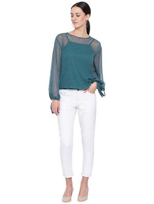 tie knot sleeved sheer top - 16750908 - Standard Image - 4