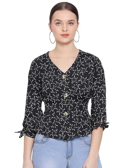 tie knot sleeved floral top - 16750909 - Standard Image - 1