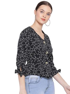 tie knot sleeved floral top - 16750909 - Standard Image - 2