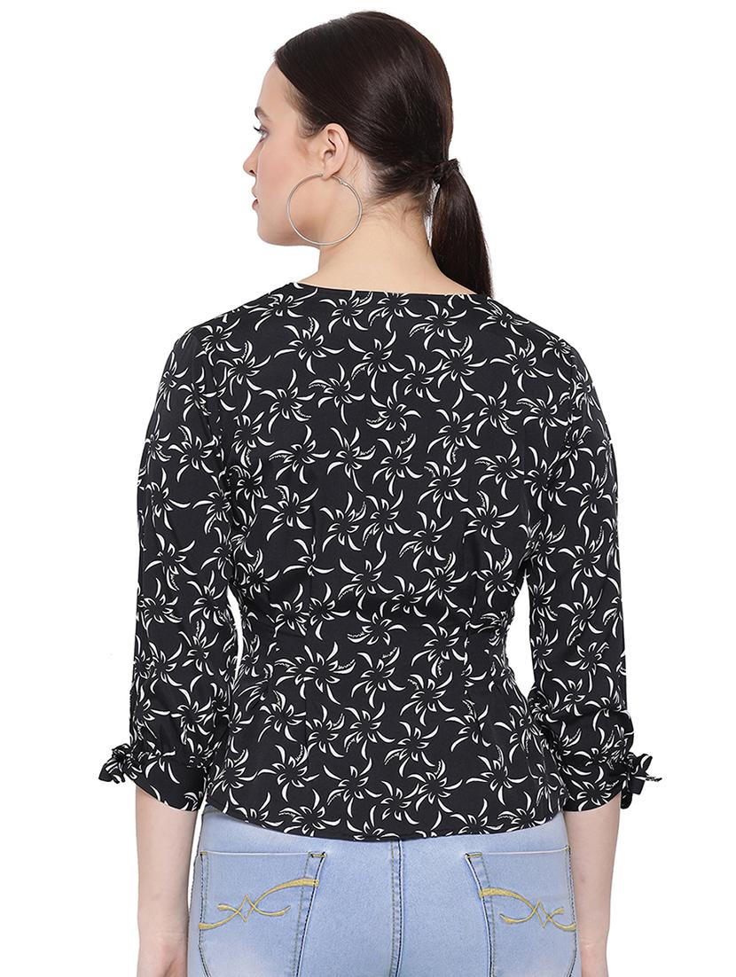 tie knot sleeved floral top - 16750909 - Zoom Image - 3