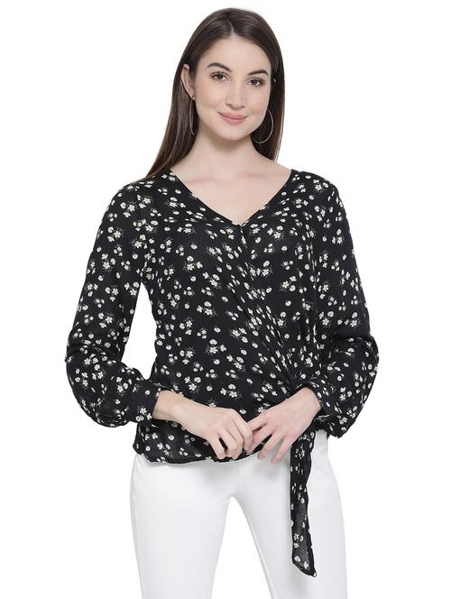 tie front floral top - 16750912 - Standard Image - 1