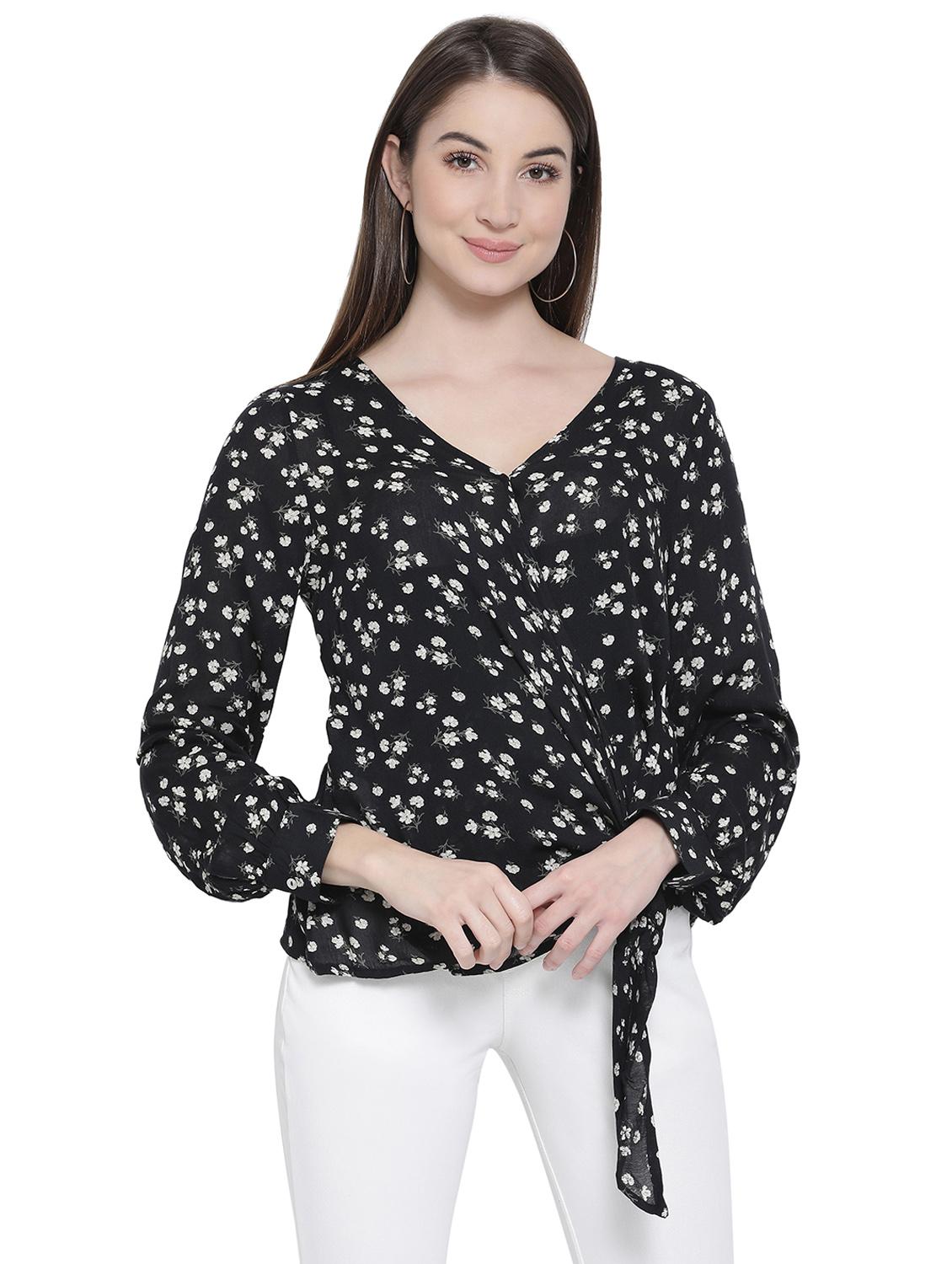 tie front floral top - 16750912 - Zoom Image - 1