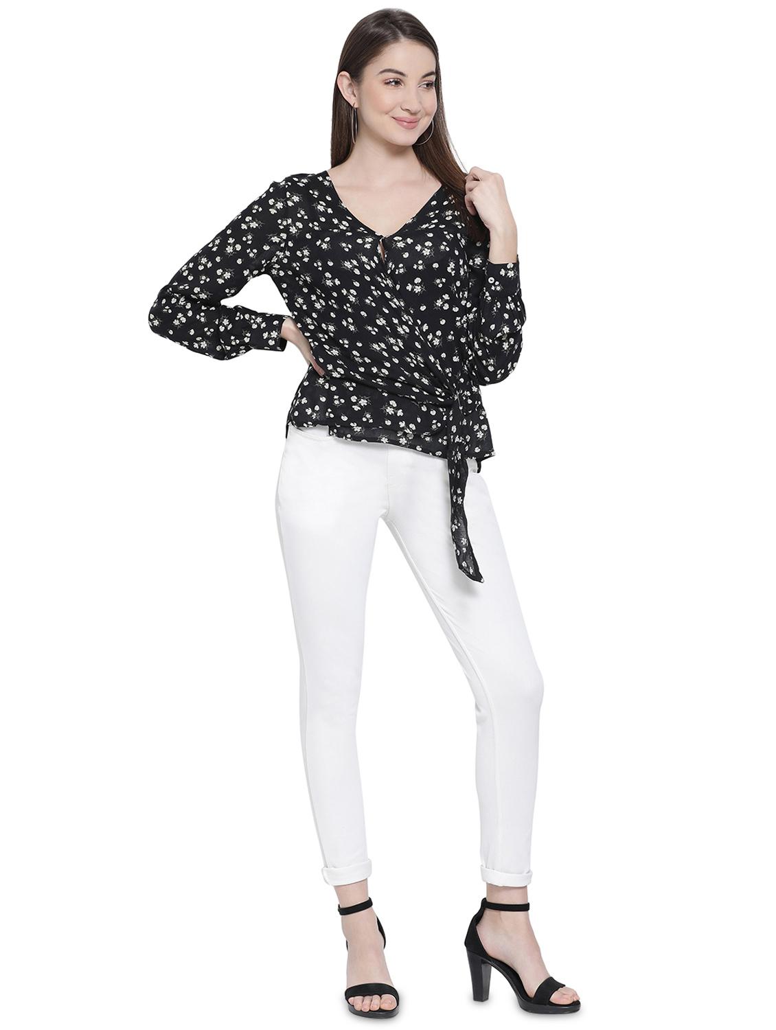 tie front floral top - 16750912 - Zoom Image - 4
