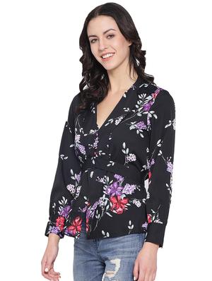 lapel neck tie back top - 16750920 - Standard Image - 2