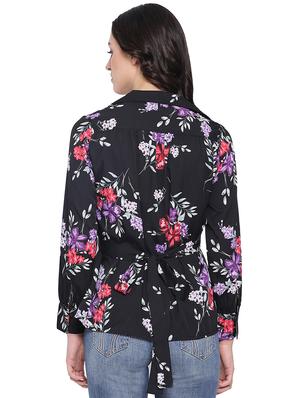 lapel neck tie back top - 16750920 - Standard Image - 3