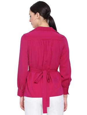 lapel neck tie back top - 16750922 - Standard Image - 3