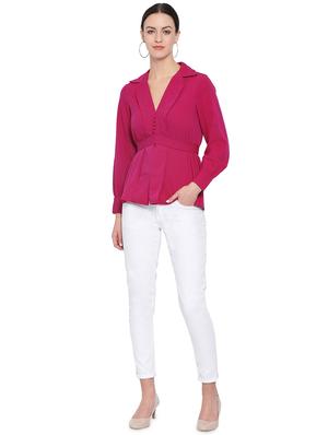 lapel neck tie back top - 16750922 - Standard Image - 4