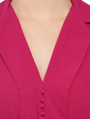 lapel neck tie back top - 16750922 - Standard Image - 5