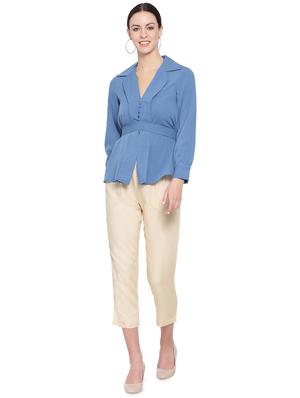 lapel neck tie back top - 16750923 - Standard Image - 4