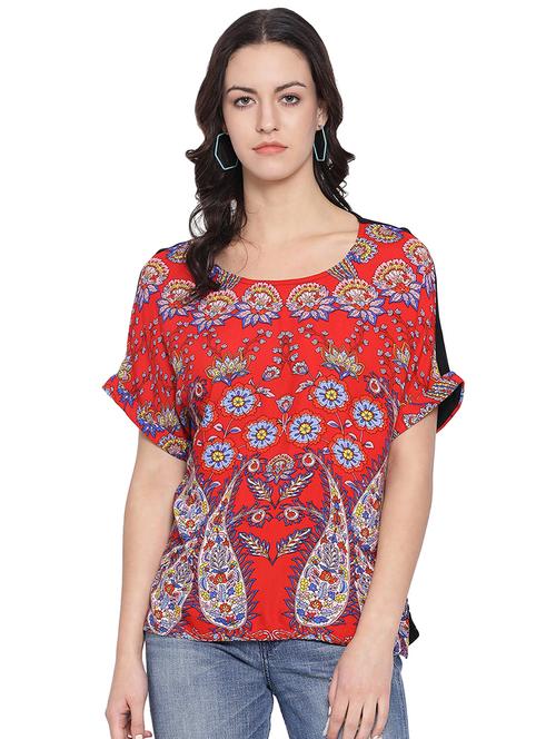 round neck paisley top - 16750925 - Standard Image - 1